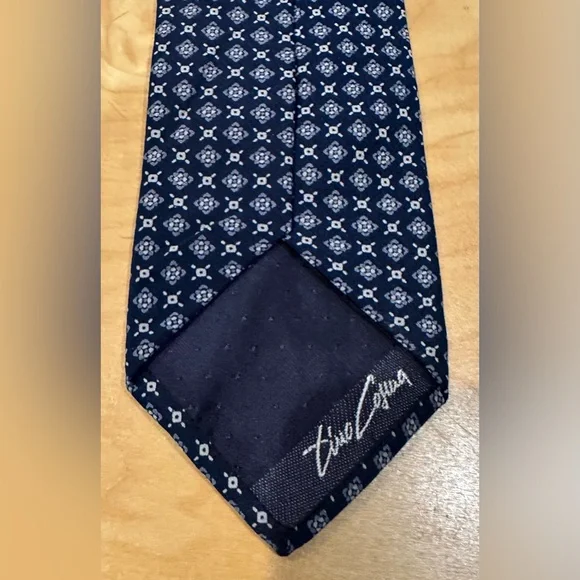 Tino Cosma Navy and White Geometric Tie - Picture 3 of 5